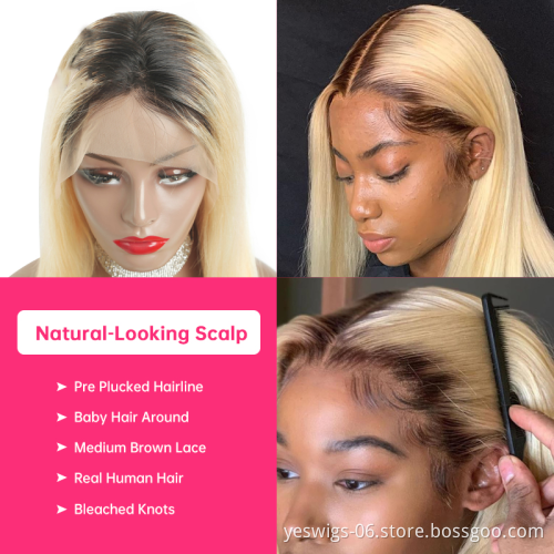 Yeswigs Blonde 1B613 Hd Full Transparent 360 Pre Plucked Lace Frontal Closure Wig Lace Front Wigs Human Hair For Black Women